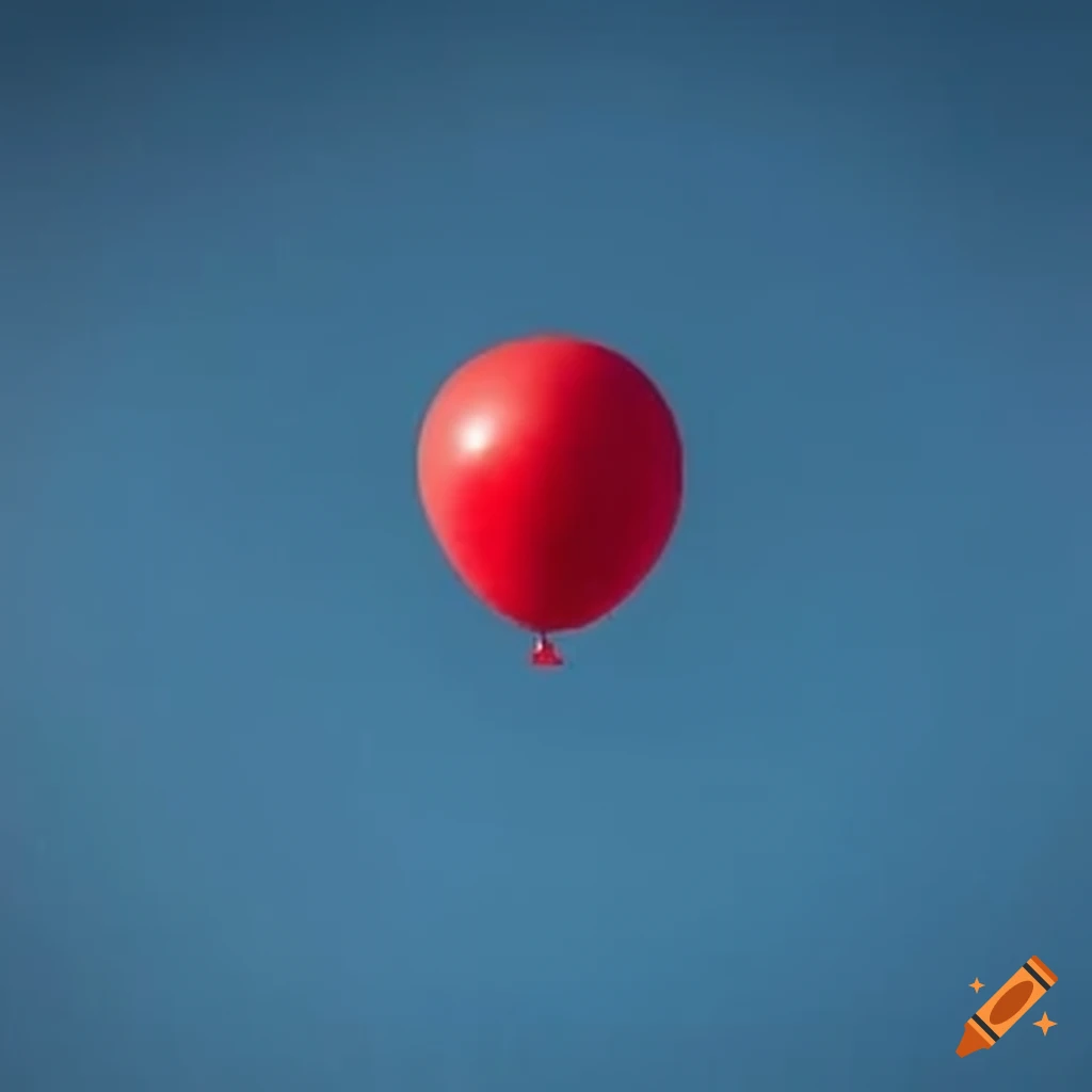red balloon flying in a cloudy sky