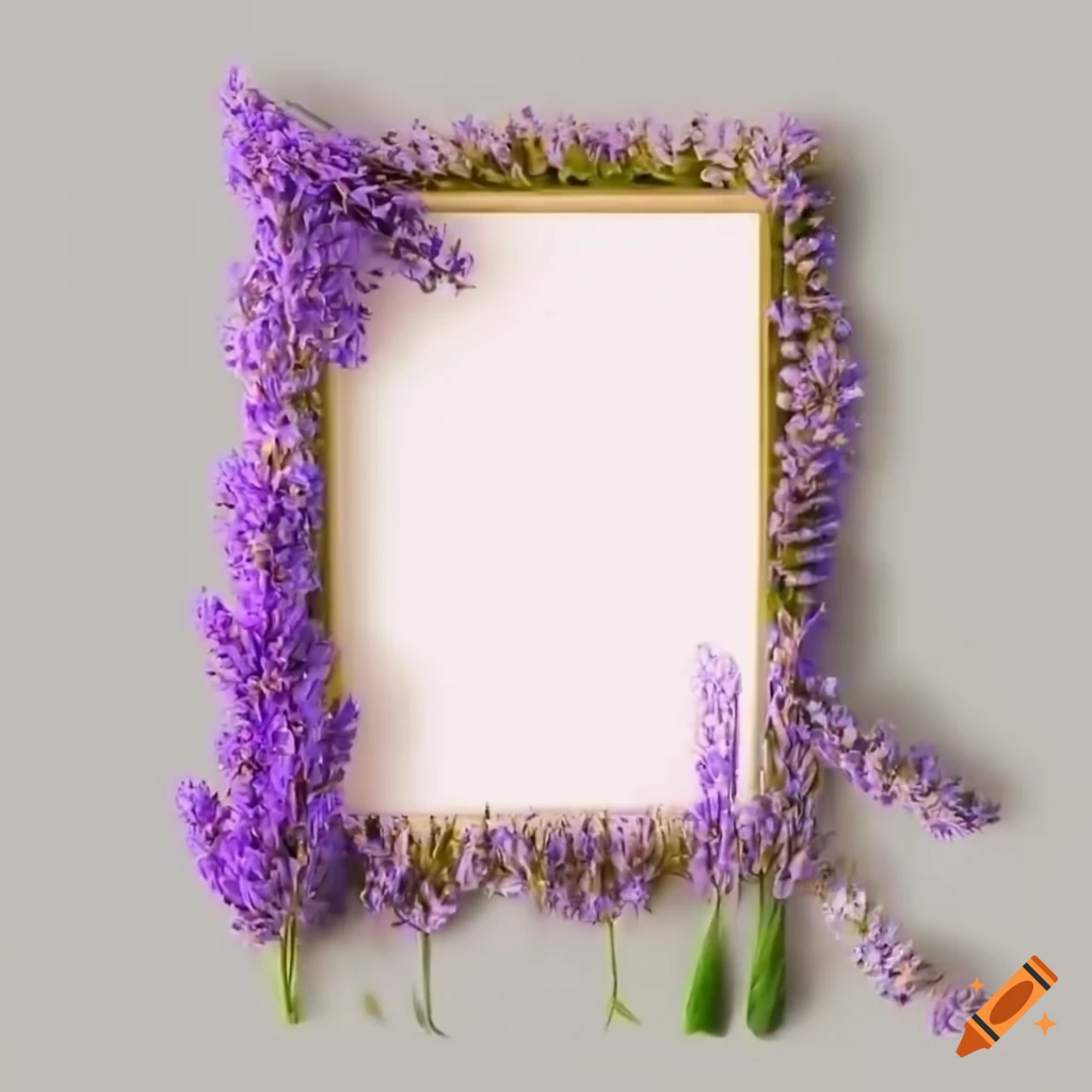 lavender flower frame on white background