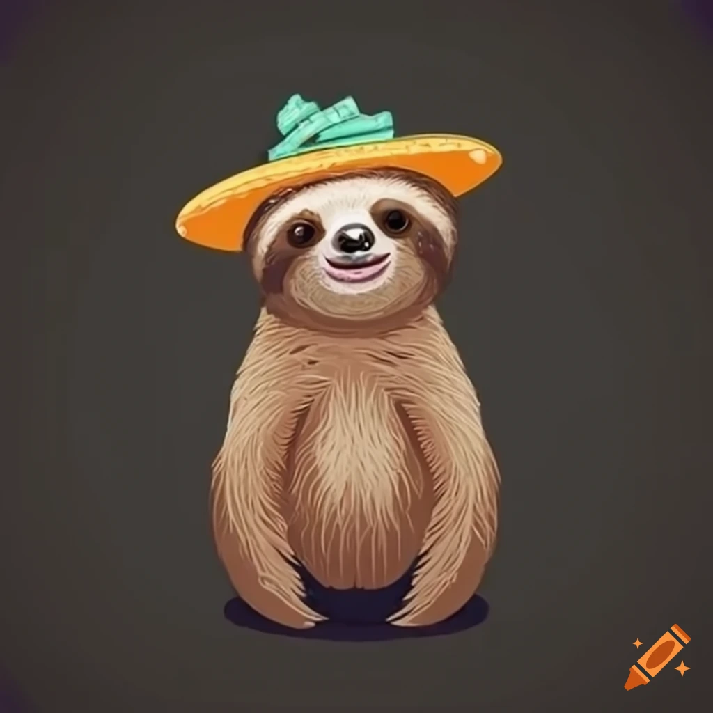 cute sloth wearing a hamster hat