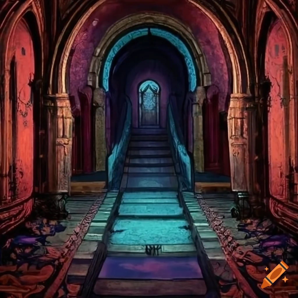 Haunting gothic corridors in a video game