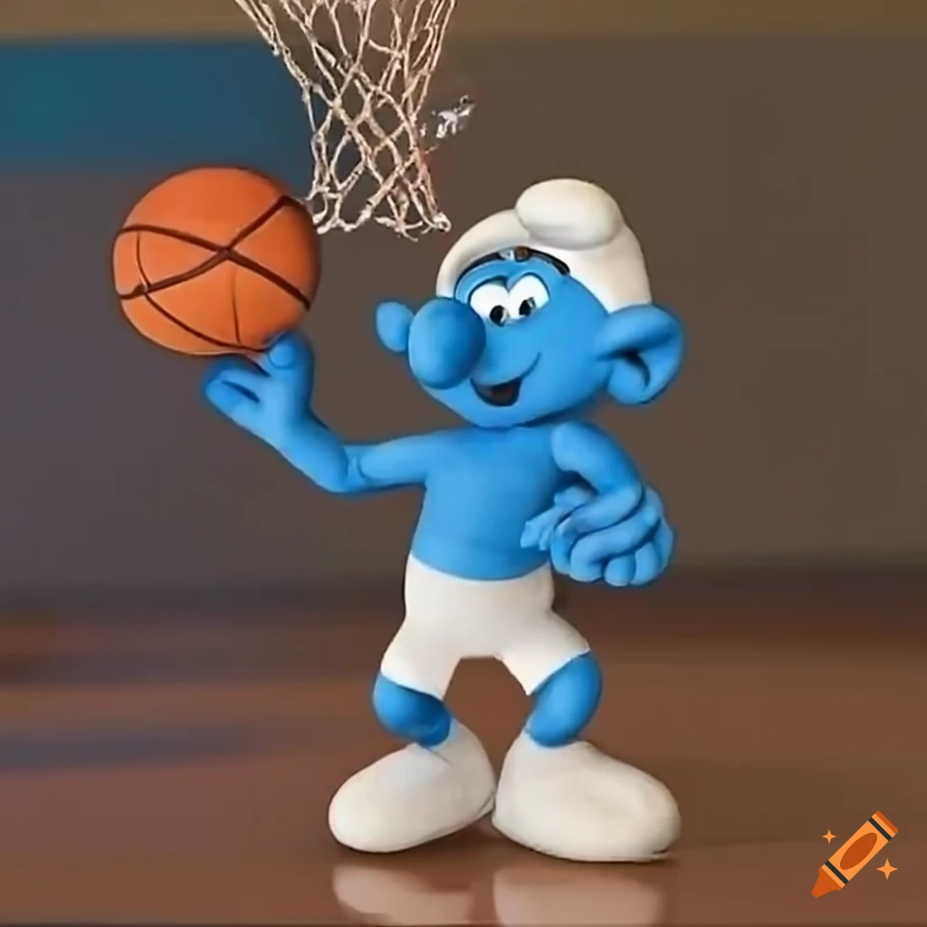 smurf playing basketball