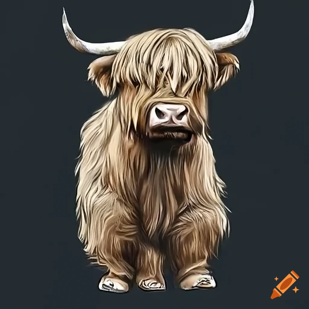 Highland cow wearing a Fraser tartan kilt