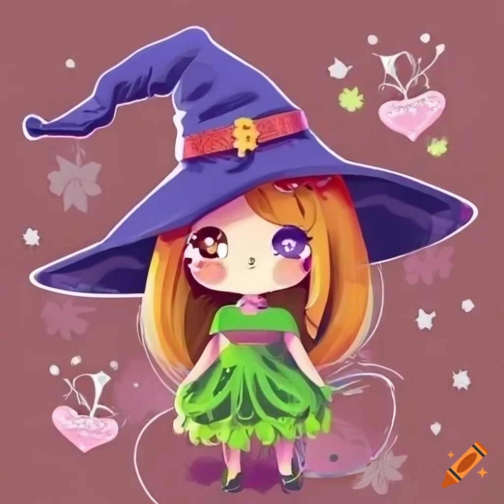 cute witch birthday invitation card