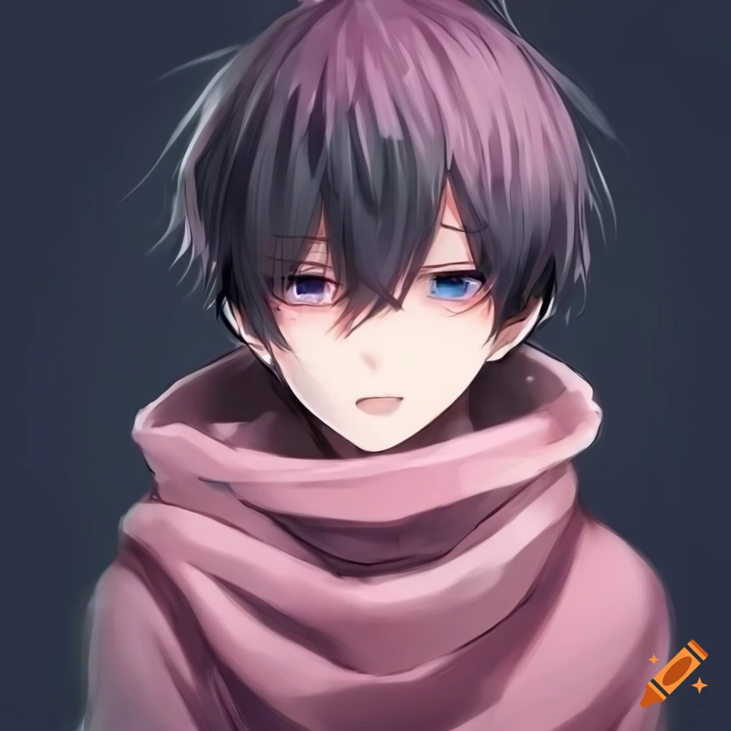 anime boy in light pink sweater