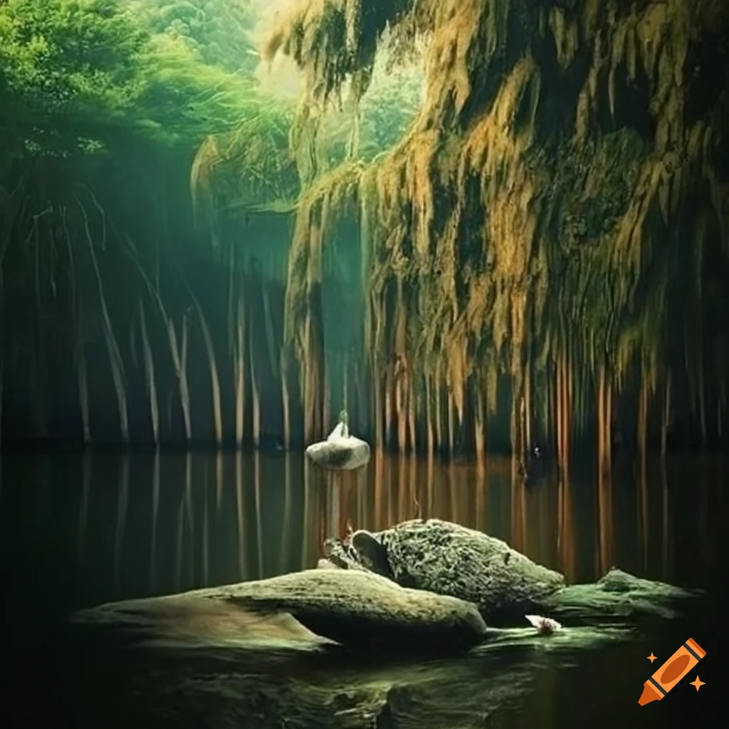 surrealist urban park with hybrid elements