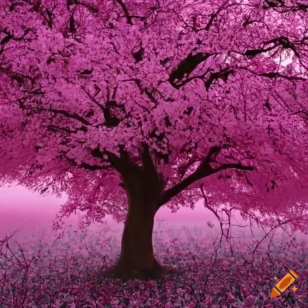 pink tree in a beautiful natural landscape