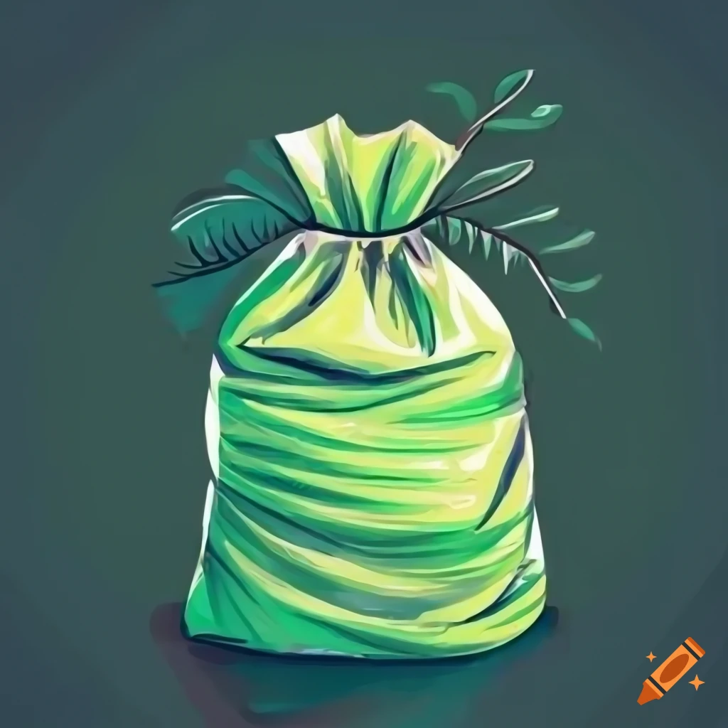 Colorful label design for garbage bags with leaf pattern
