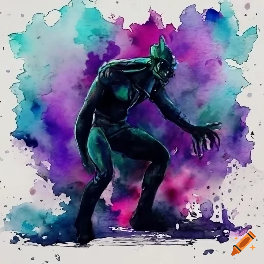 watercolor painting of a diabolical sidekick