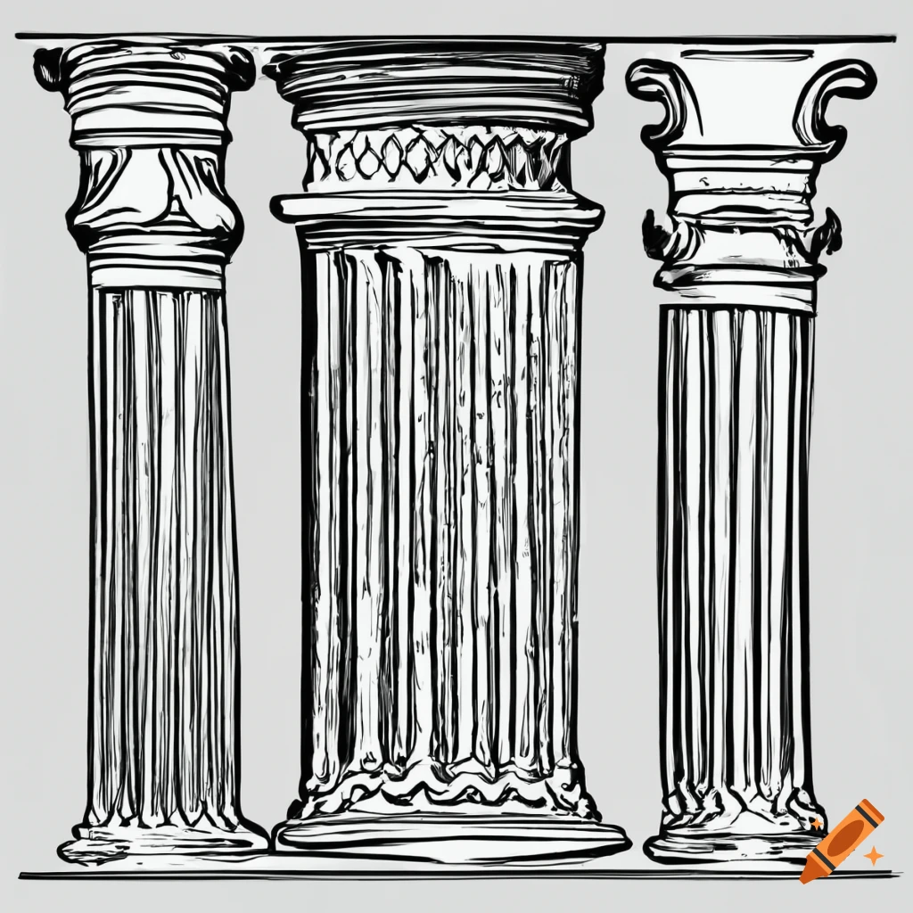 Detailed drawing of a roman column on Craiyon