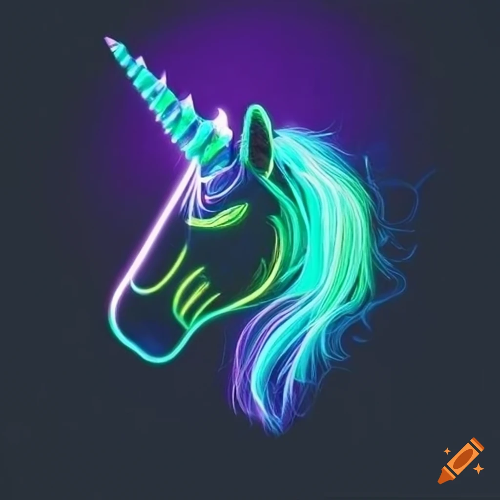 Neon unicorn head
