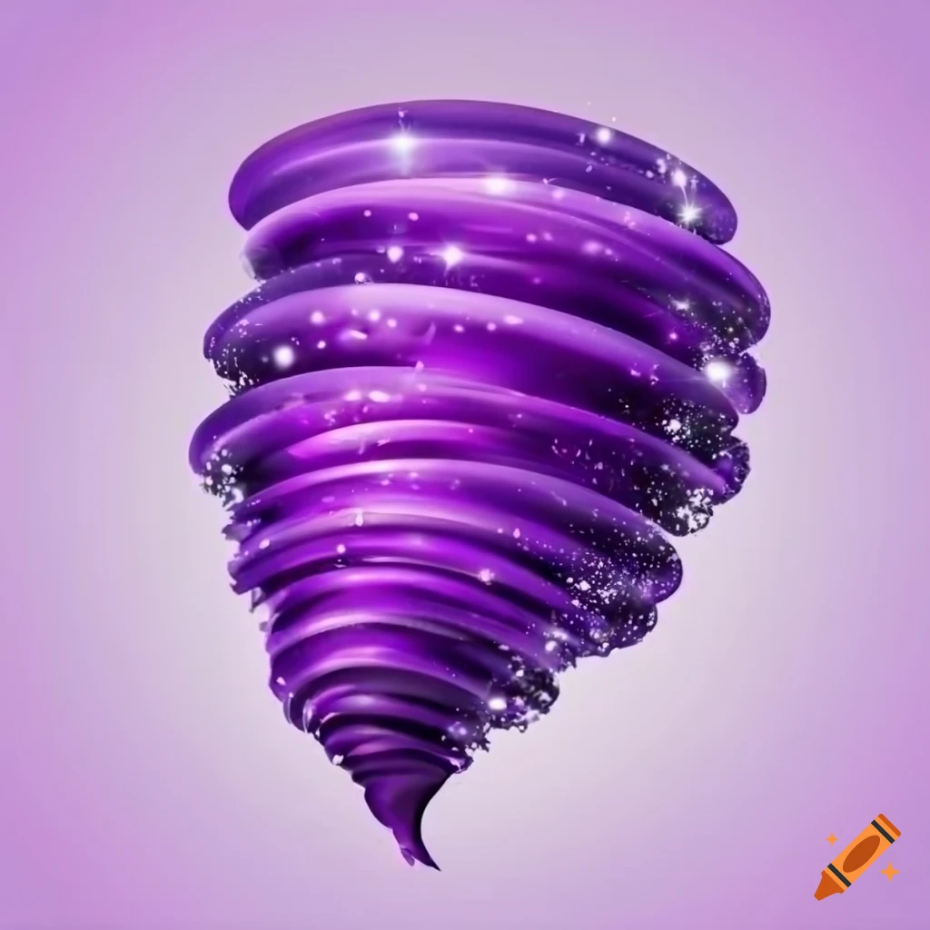 cartoon tornado of purple glitter on white background