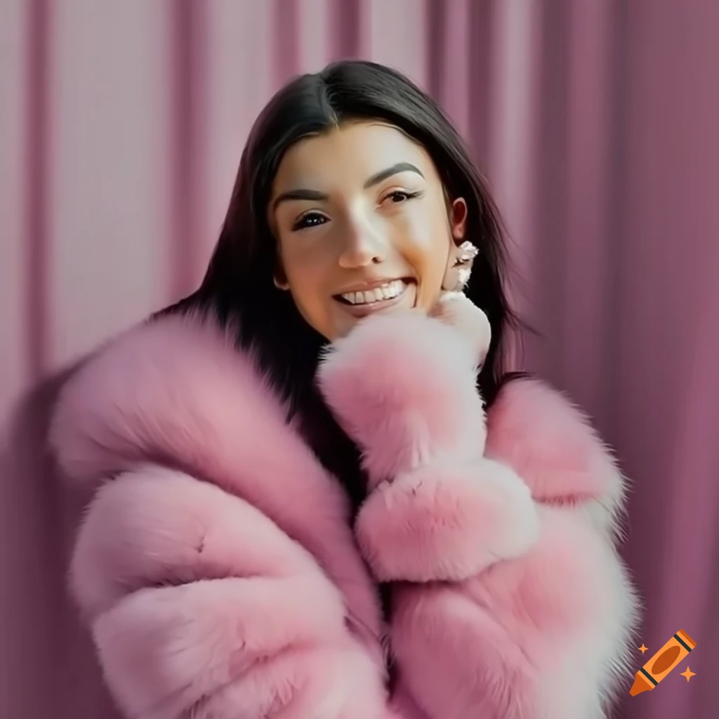 Charli Damelio Posing In A Pink Fur Coat