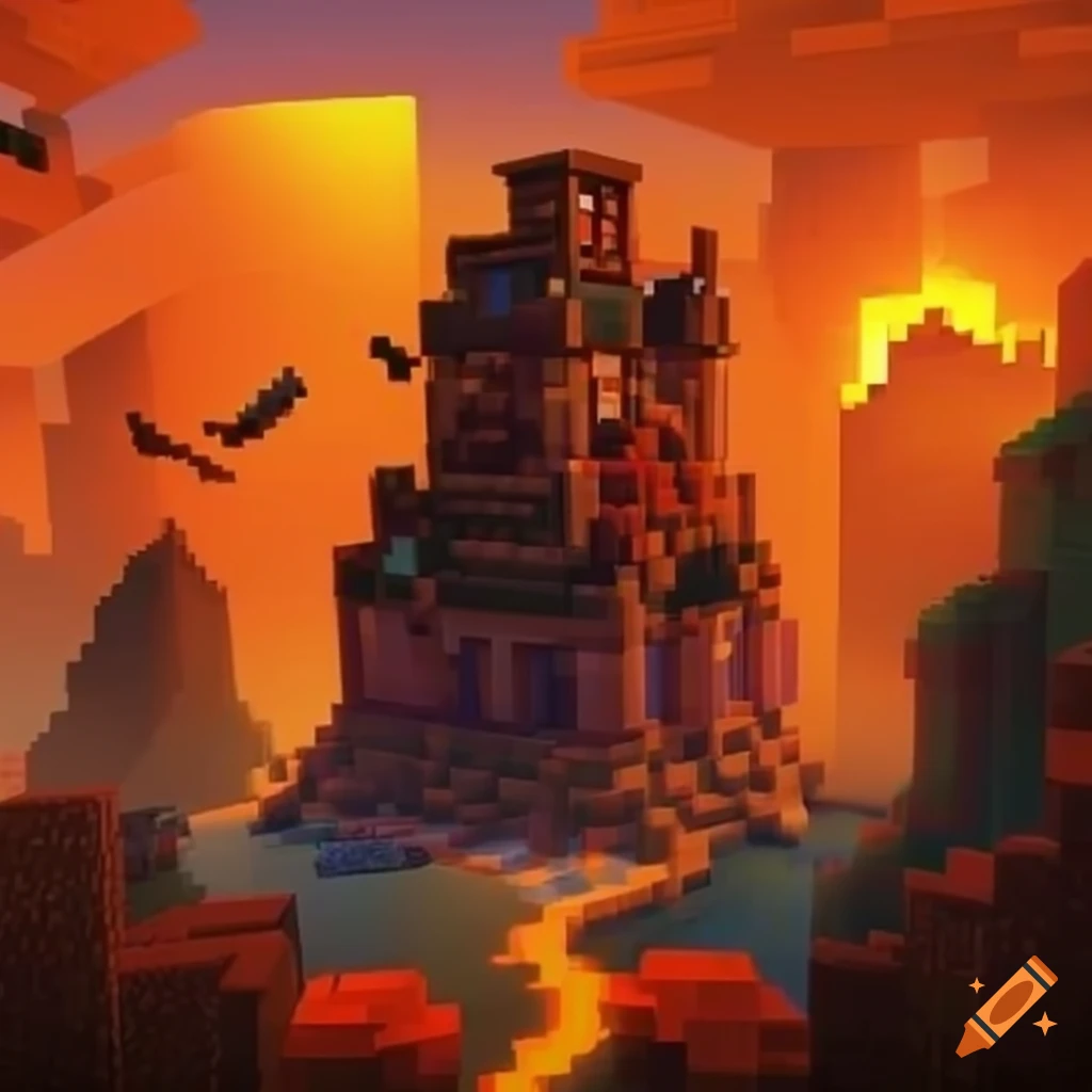 Fall landscape in minecraft bedwars game