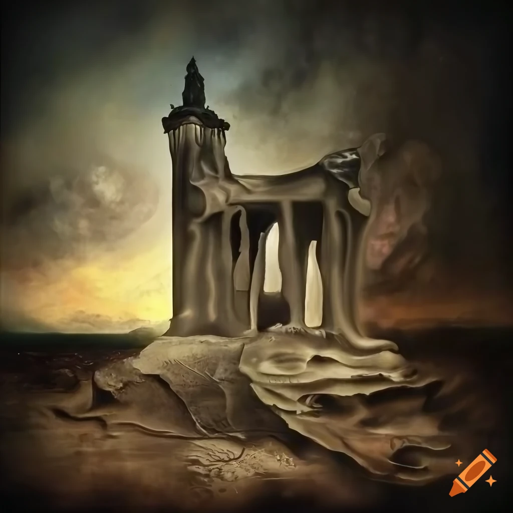 surreal abandoned monument painting