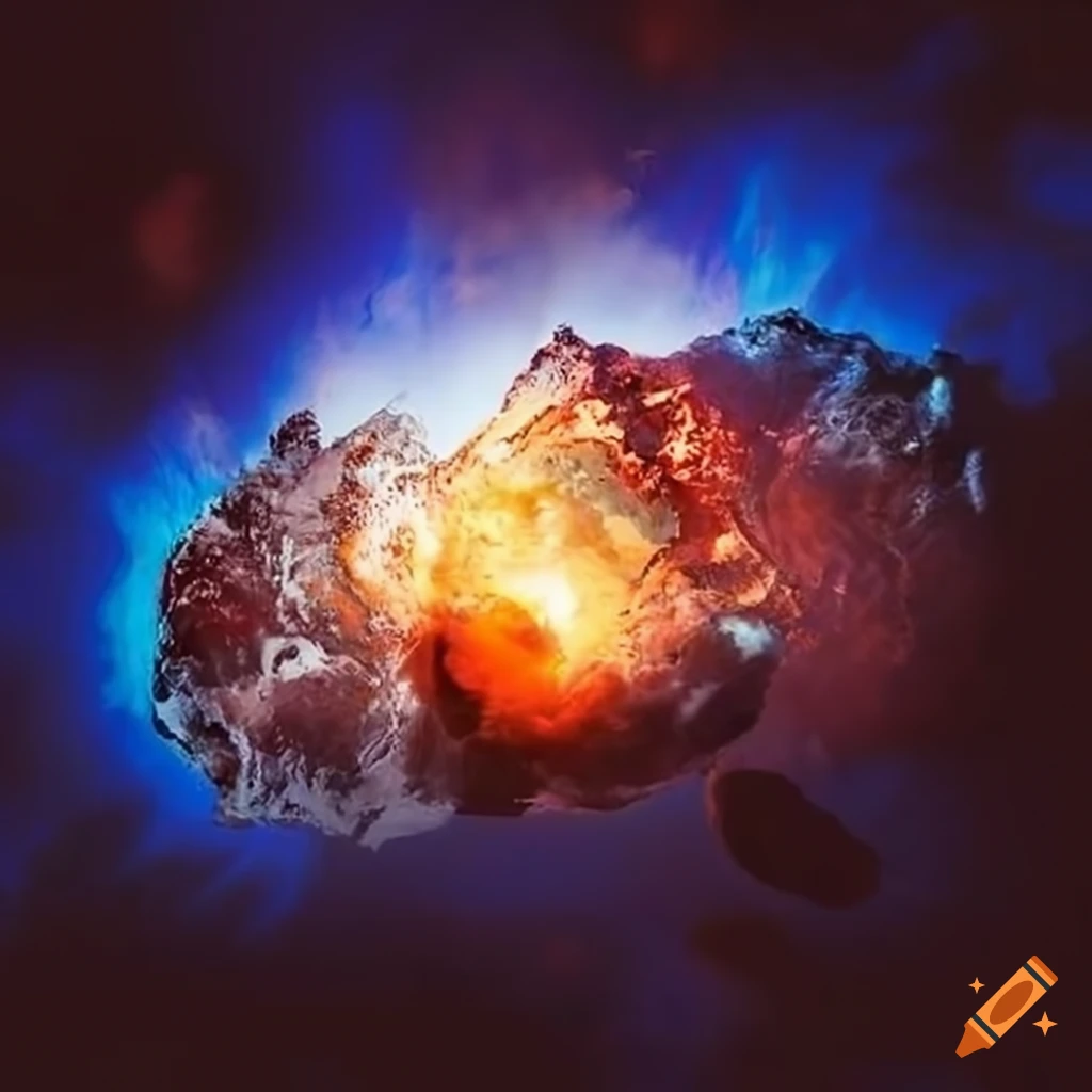 Artistic representation of an exploded earth on Craiyon