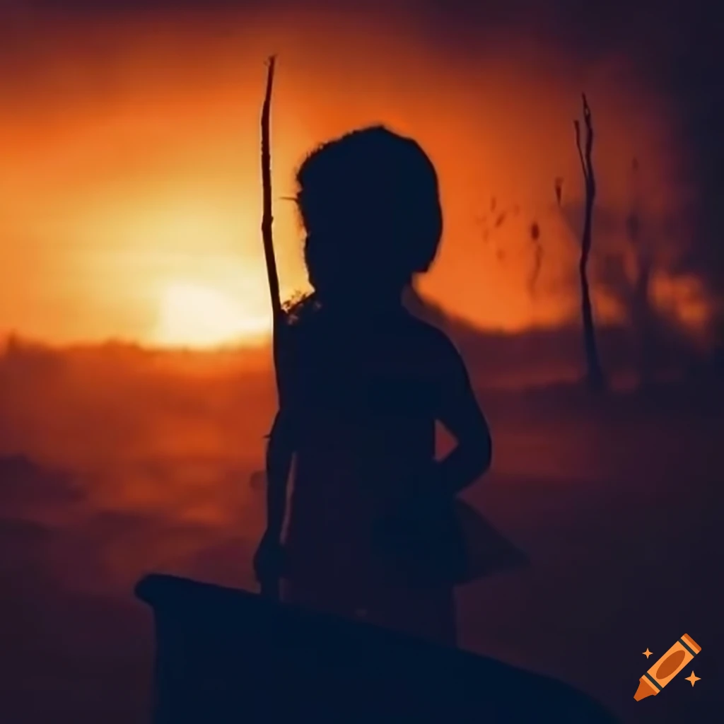 Silhouettes of villagers in the shadows