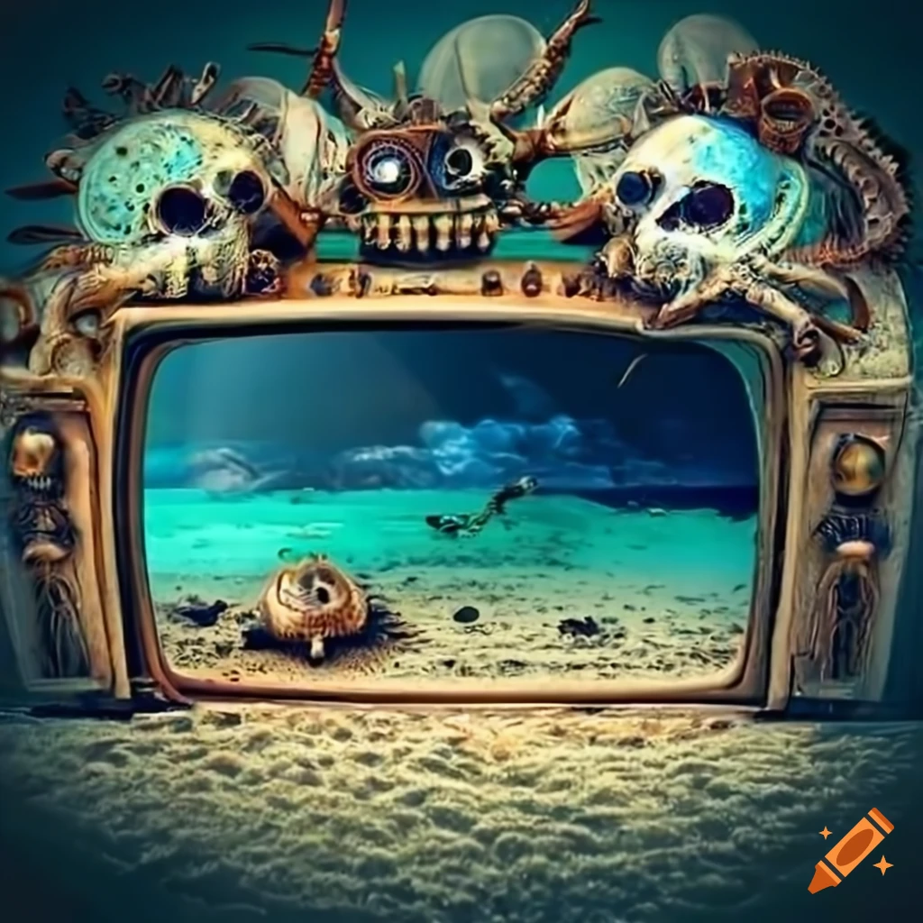 surrealist steampunk insect machines on the beach