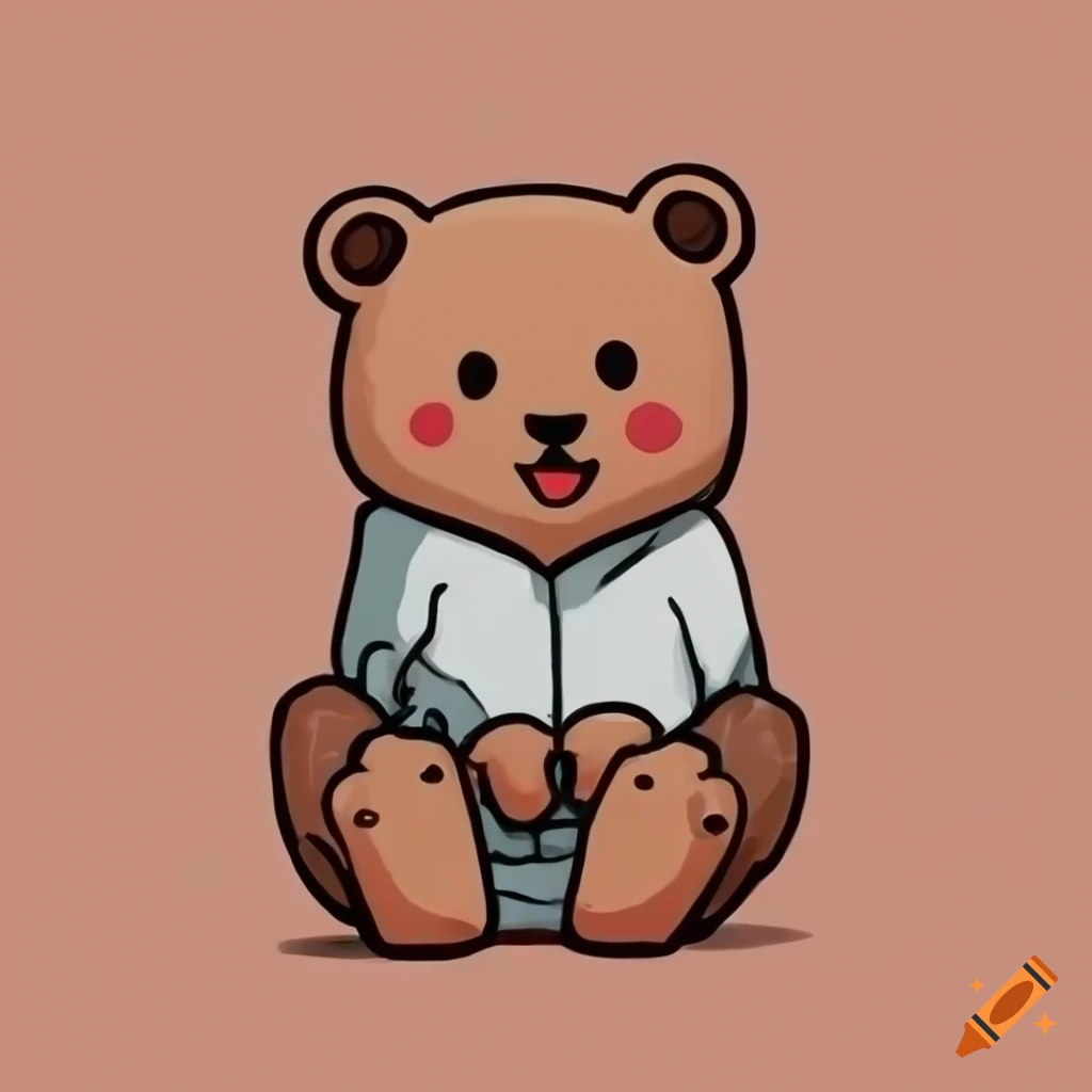 Cute Brown Bear In An Oversized Hoodie