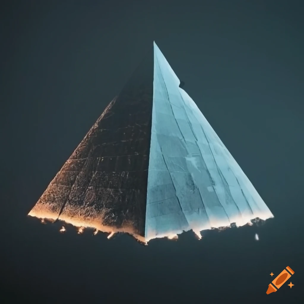 Hyper realistic view of a floating pyramid