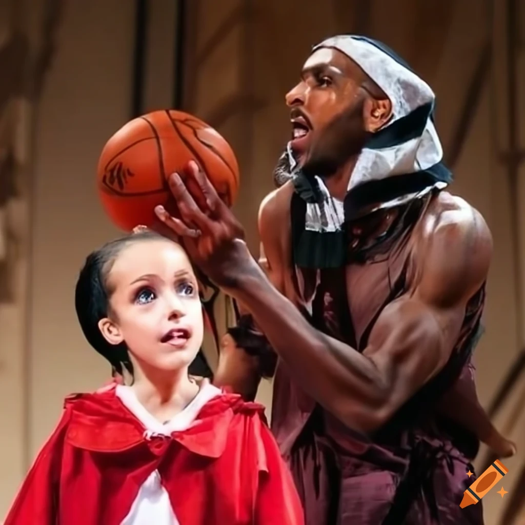 satirical representation of Little Red Riding Hood as Emanuel Ginobili