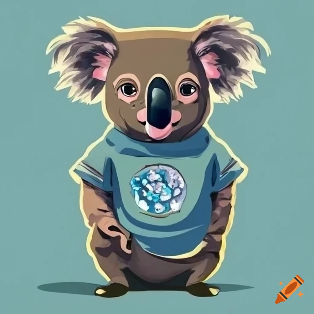 cute koala wearing a shirt