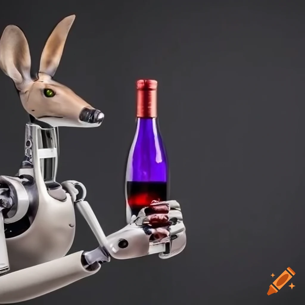 Red wine with a robot kangaroo on Craiyon
