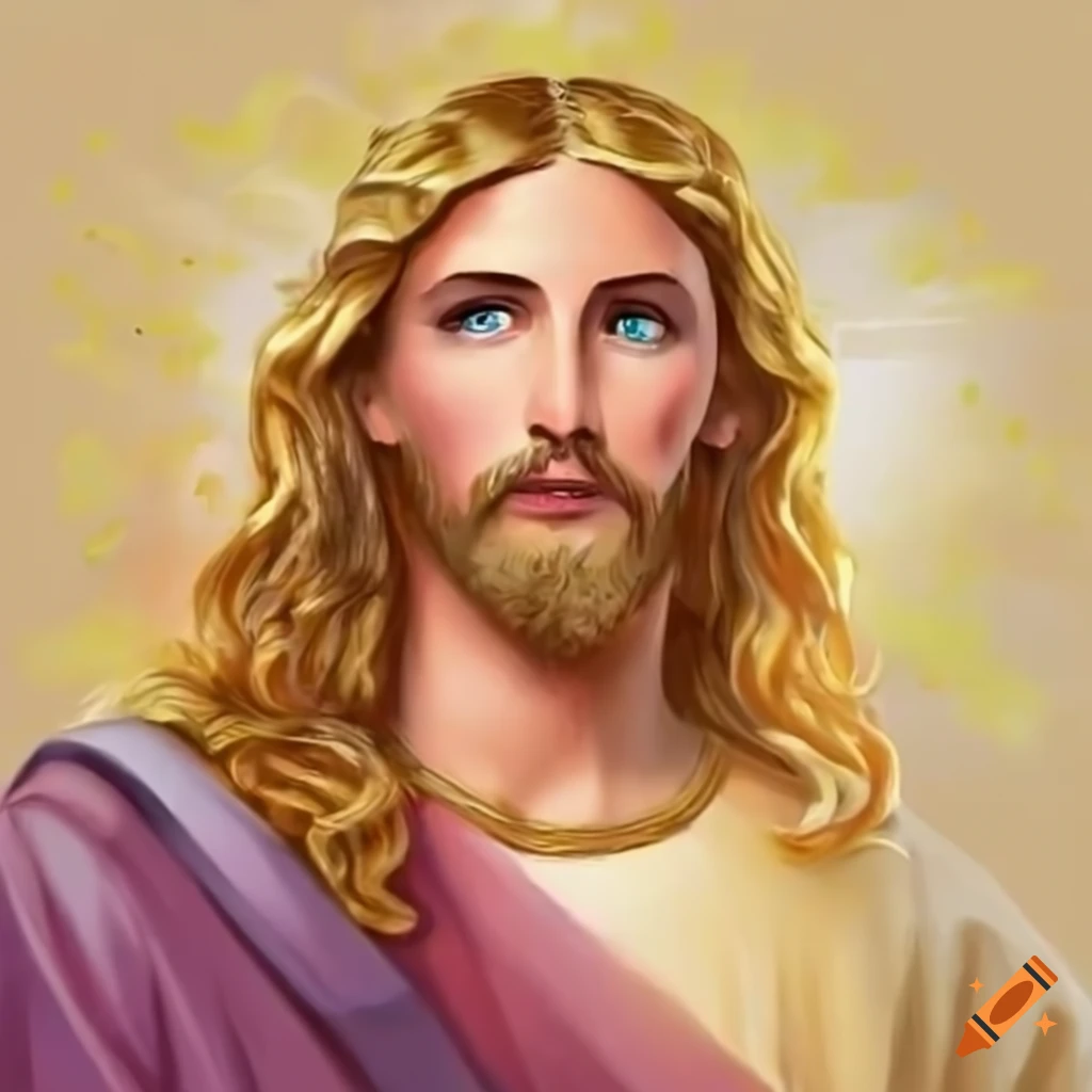 Artistic representation of jesus with blond hair on Craiyon