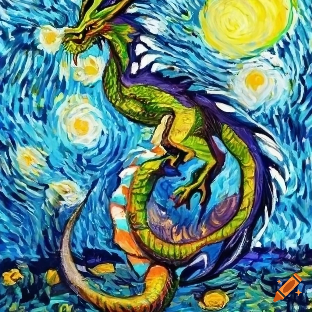 Vibrant dragon artwork with brushstrokes