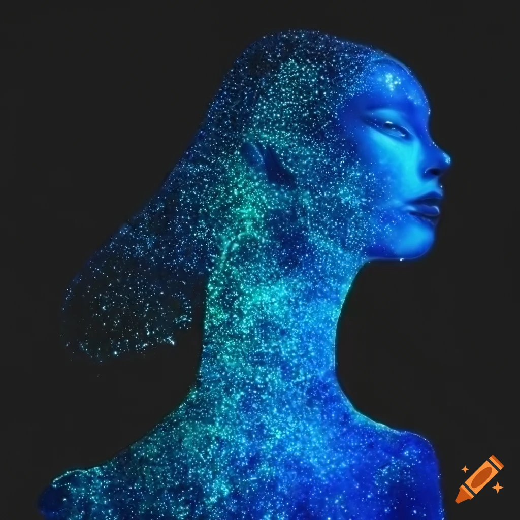 photograph of a glittering ghost silhouette