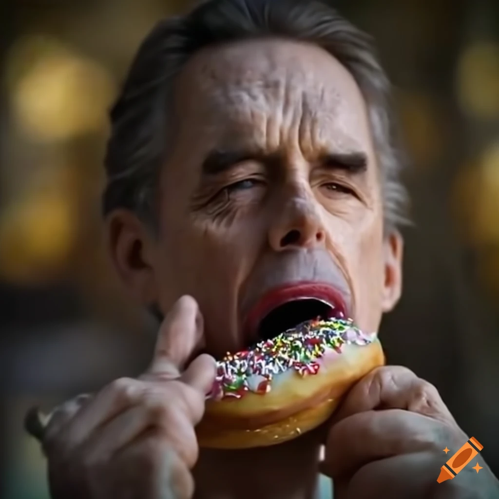 Satirical Image Of Jordan Peterson With A Doughnut On Craiyon satirical-image-of-jordan-peterson-with-a-doughnut-on-craiyon