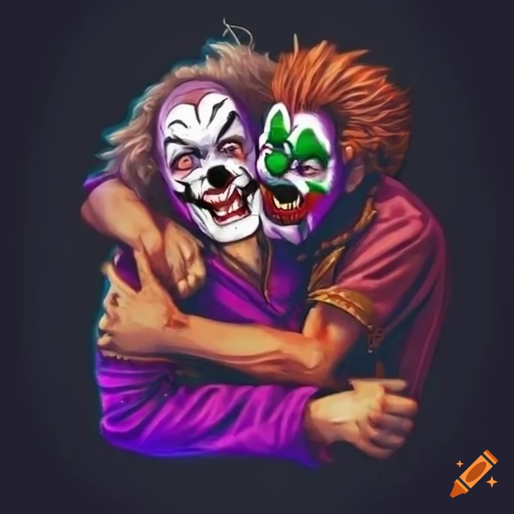 art of Violent J and Shaggy2Dope hugging