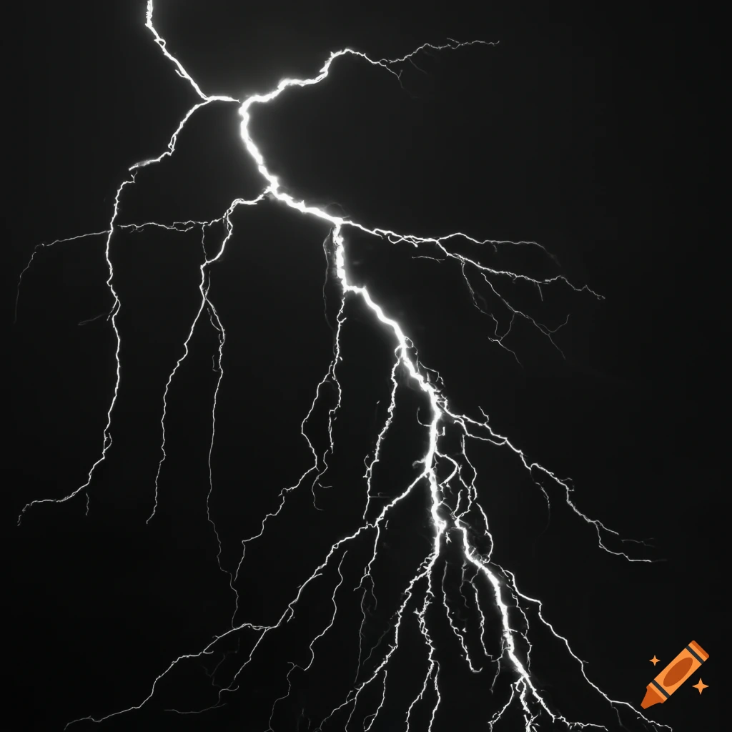 Monochrome image of lightning and electricity on Craiyon