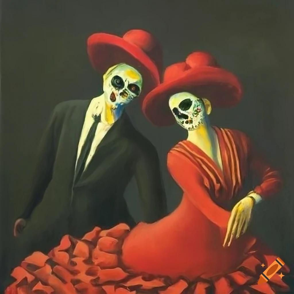 painting of flamenco dancers on Day of the Dead