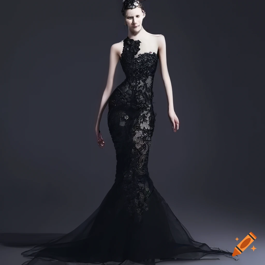 Plunging V-neck Black Lace A-line Prom Dress Glitter QP2851 – SQOSA