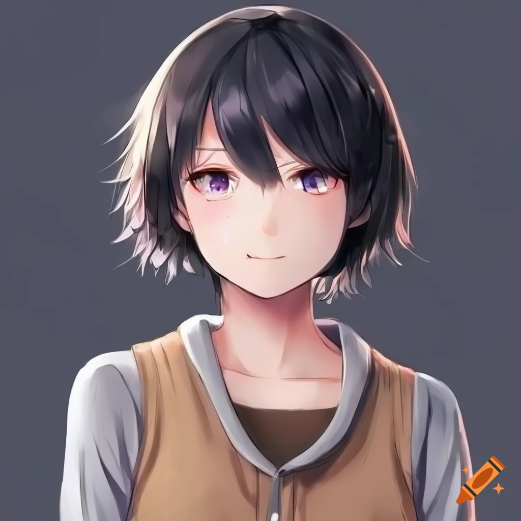 Anime girl with black hair in a stylish outfit on Craiyon
