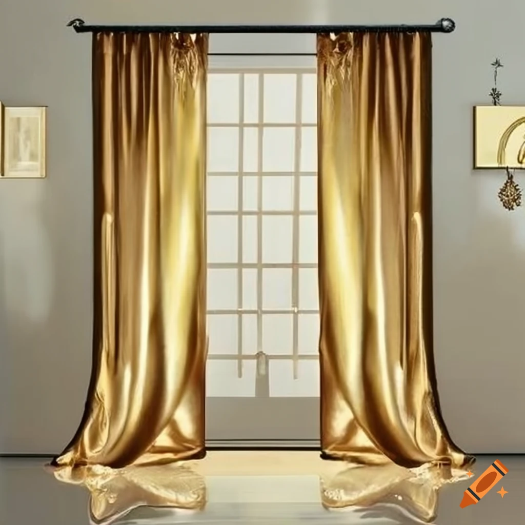 Golden silk curtain with ripples on Craiyon