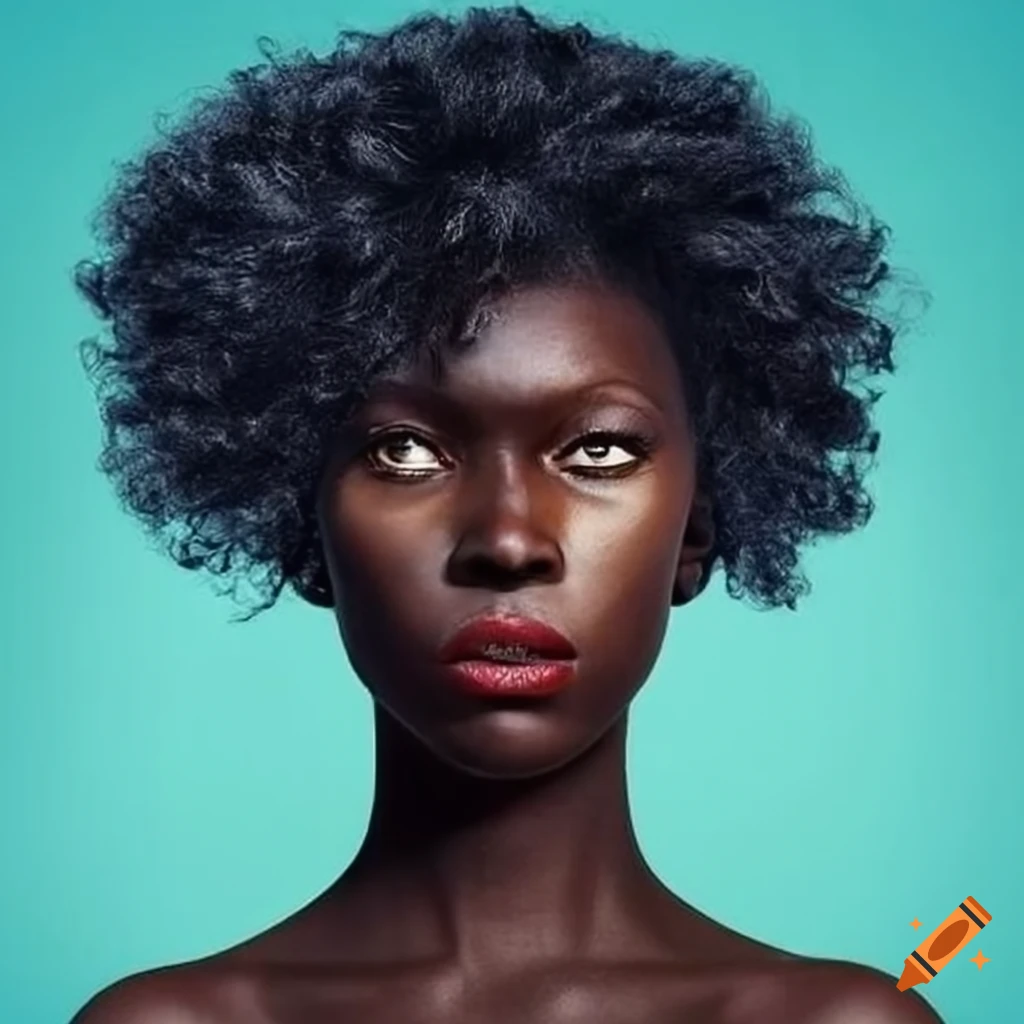 portrait of a black woman with jet black hair