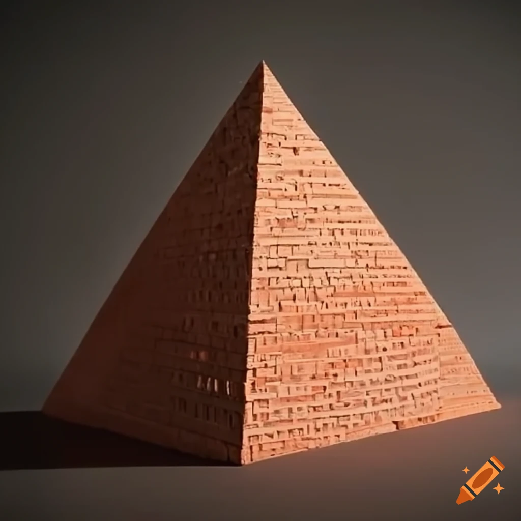 Hyperrealistic upside down pyramid sculpture