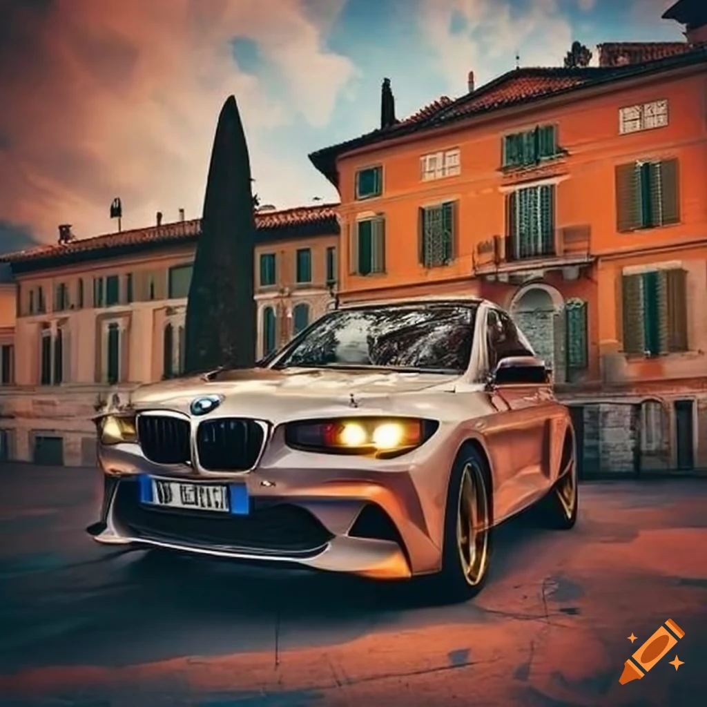 BMW M in front of an Italian villa