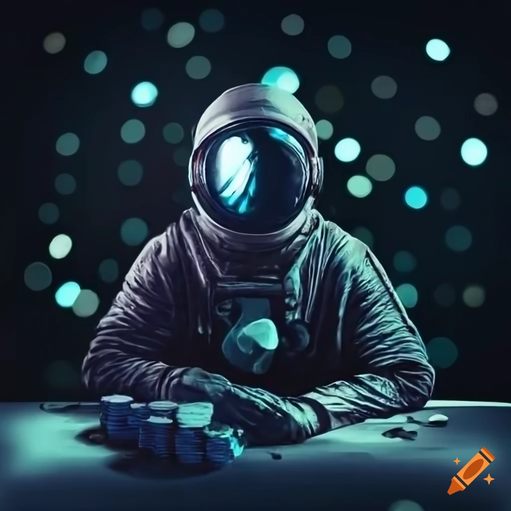 portrait of an astronaut playing Poker