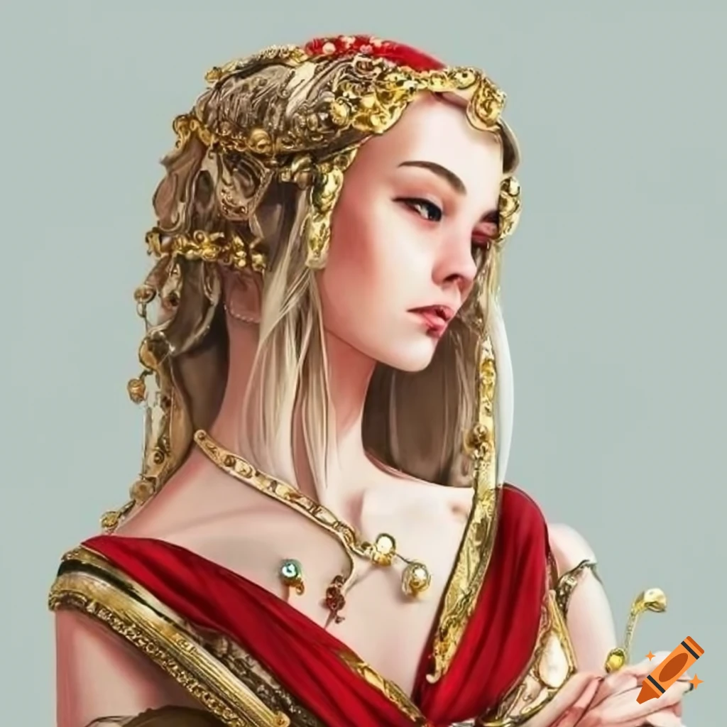 Portrait of a blonde woman in ancient greek attire on Craiyon