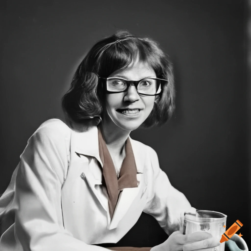 Vintage photograph of a female scientist in the 1970s