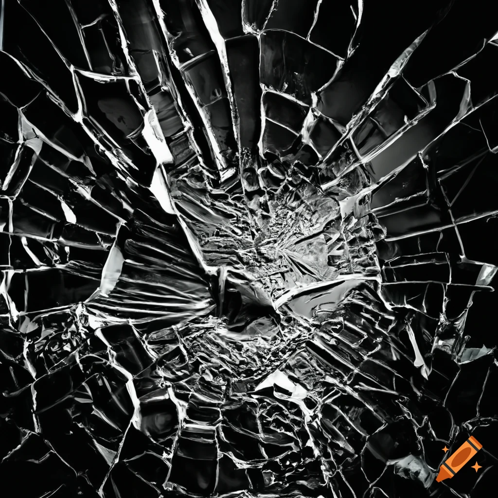 Abstract image of shattered glass on black background on Craiyon