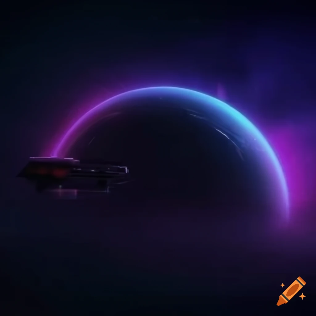 futuristic spacecraft at night under a starry sky