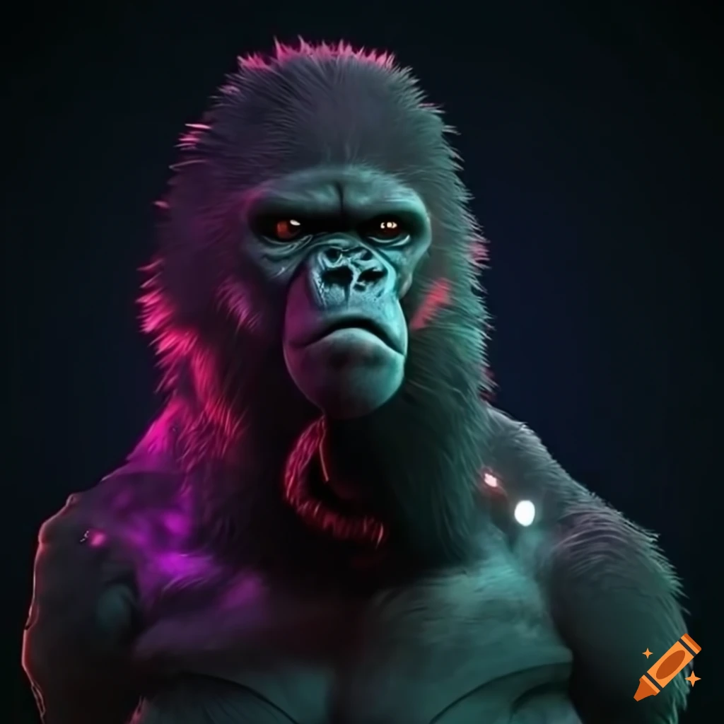 digital art of a cyberpunk gorilla