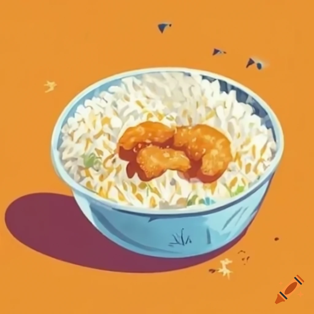 Delicious chicken nuggets with rice in a sunny garden