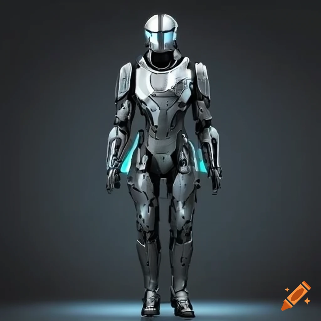 Sleek and futuristic armor suit on Craiyon