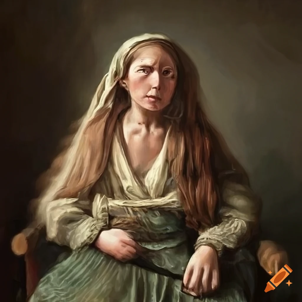 Peasant woman with long hair in medieval attire on Craiyon