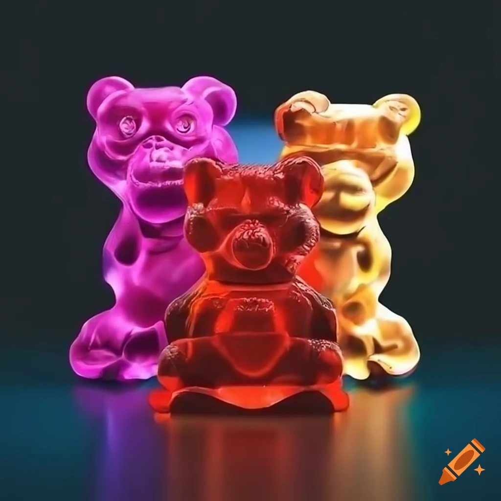 Colorful candy land with gummy bear sculptures on Craiyon