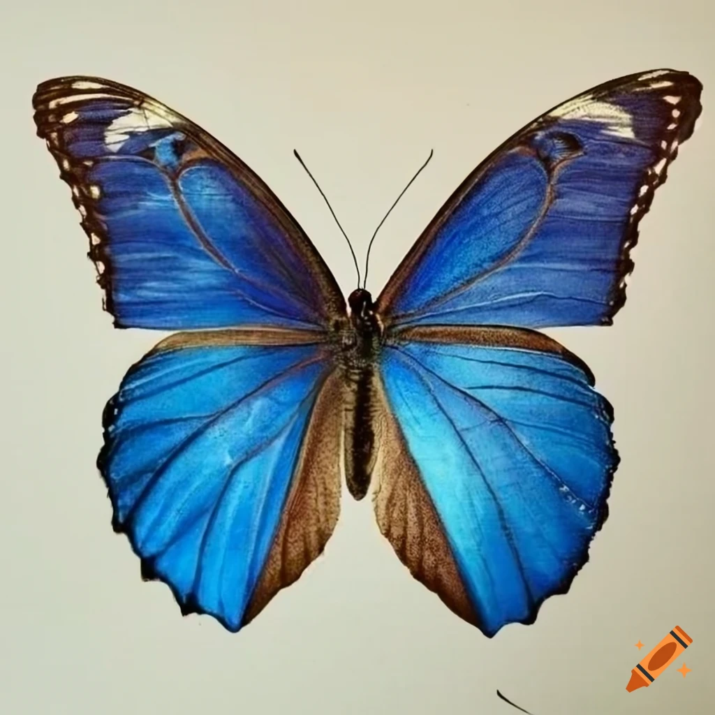 Blue Butterfly Drawing Best - Drawing Skill